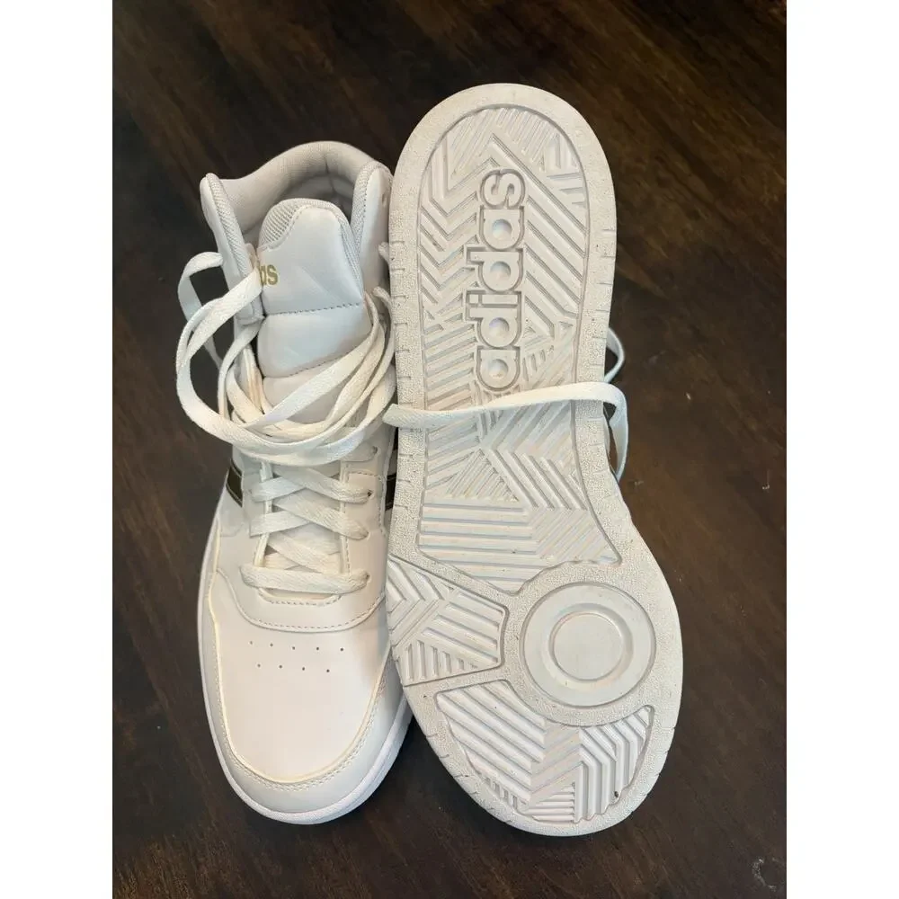 NEW Adidas Hoops 3.0 Mid Classic Gold Metallic Shoes – White – Size 11 Tried On